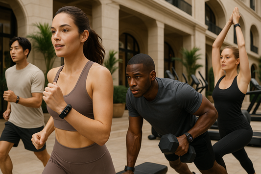 Boss peux-tu me réaliser une photo réelle de la montre connectée xiaomi BANDE 7 ou on verra des hommes et des femmes en image réelle le porter cela au poignet entrain de de faire le sport dans un environnement chic